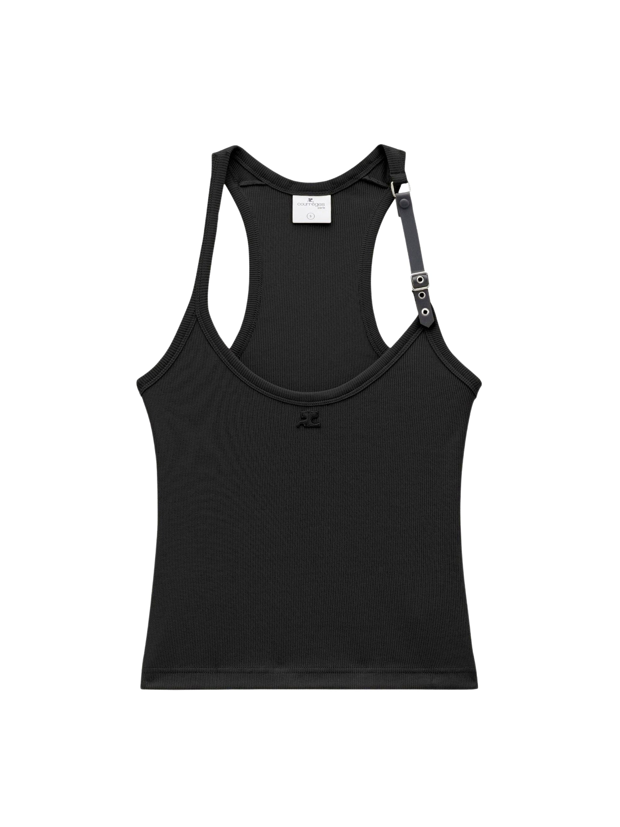 Holistic buckle 90's rib tank Top - Black