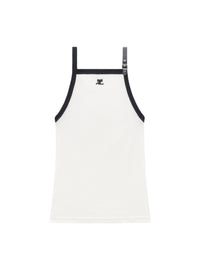 Buckle contrast tank Top - White & Black