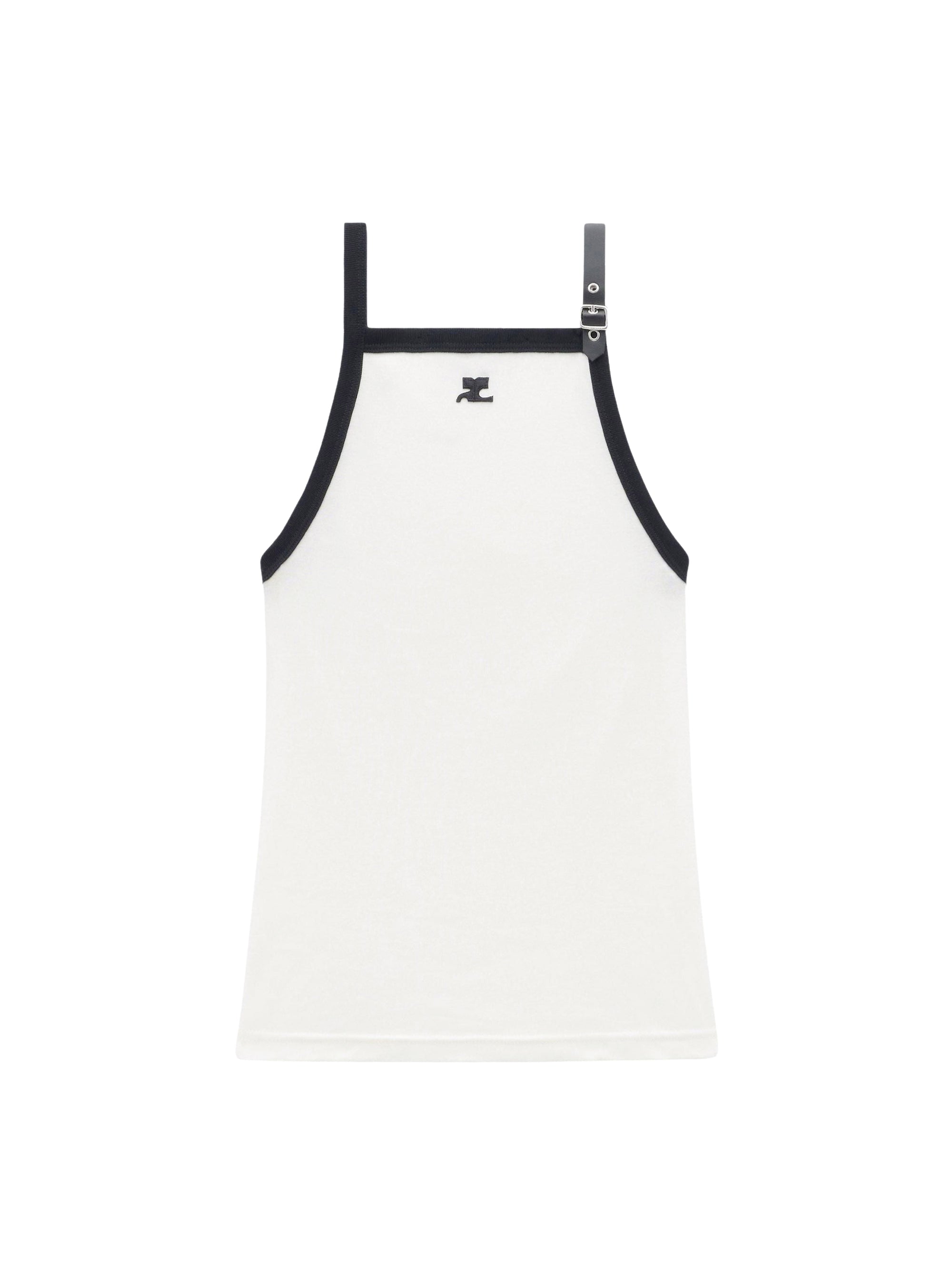 Buckle contrast tank Top - White & Black