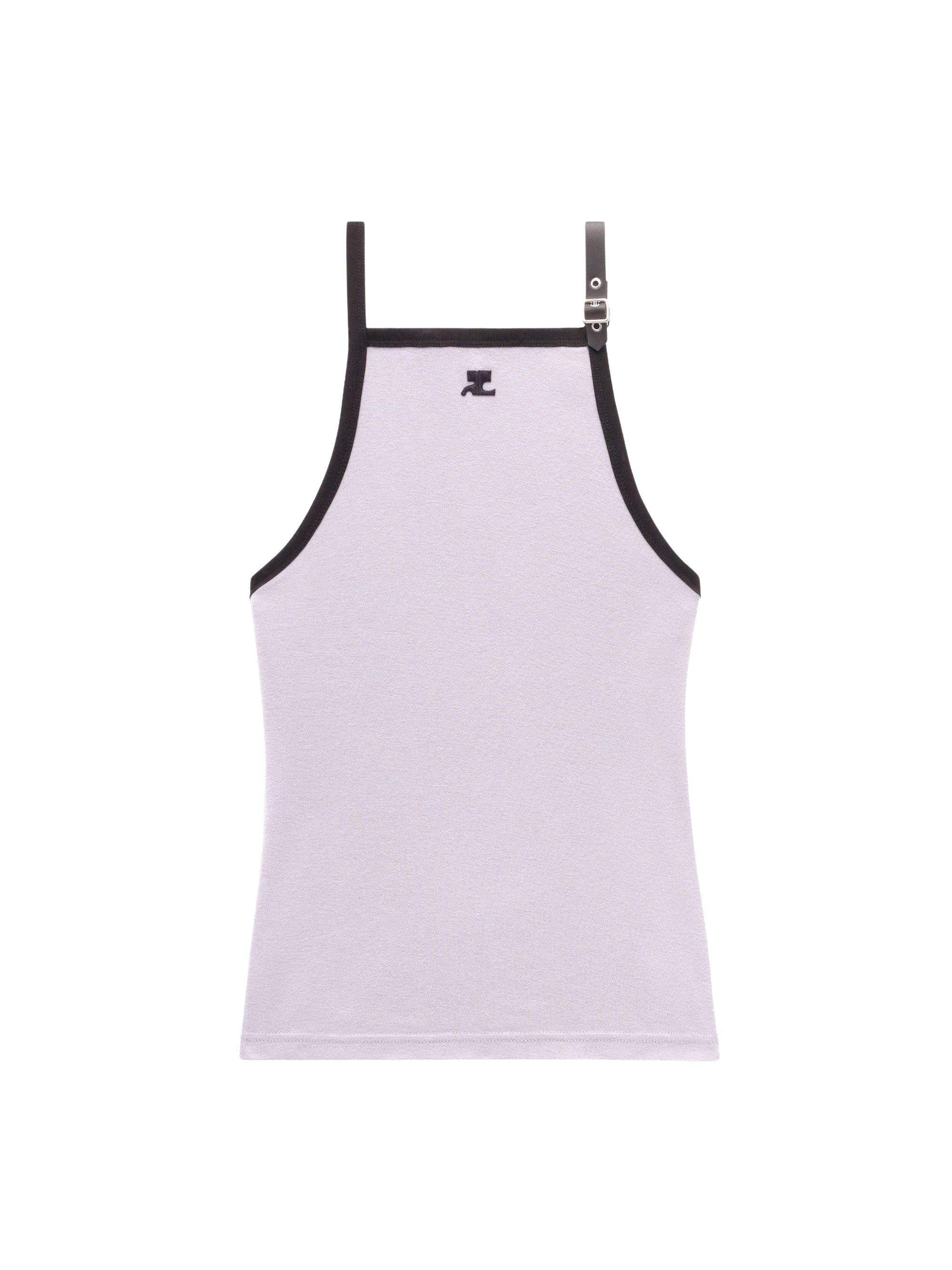 Buckle contrast tank Top - Smocked Grey & Black