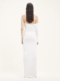 Twist crepe jersey long Dress - White