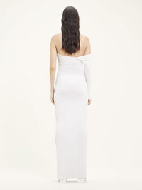 Twist crepe jersey long Dress - Heritage White