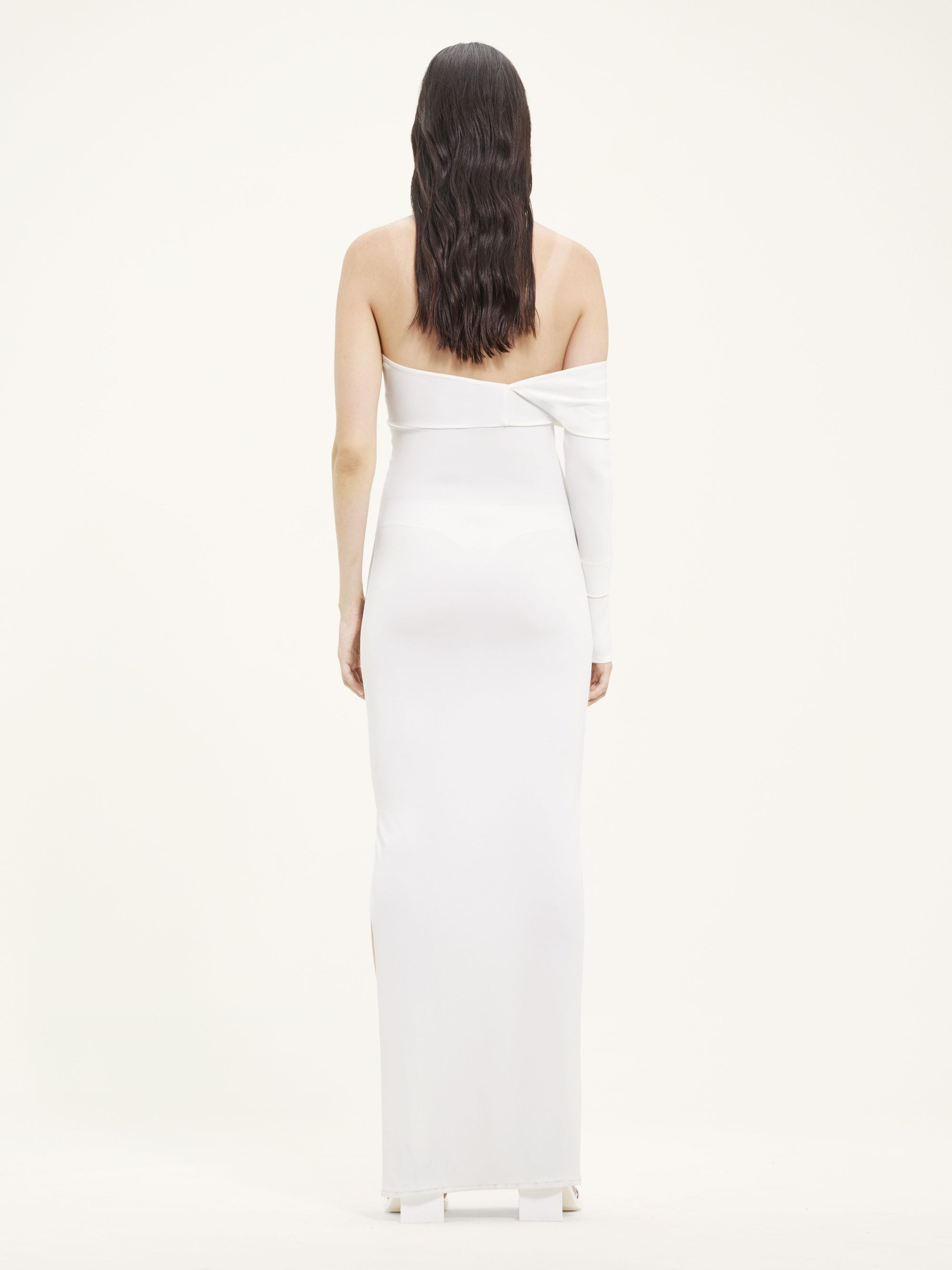 Twist crepe jersey long Dress - Heritage White