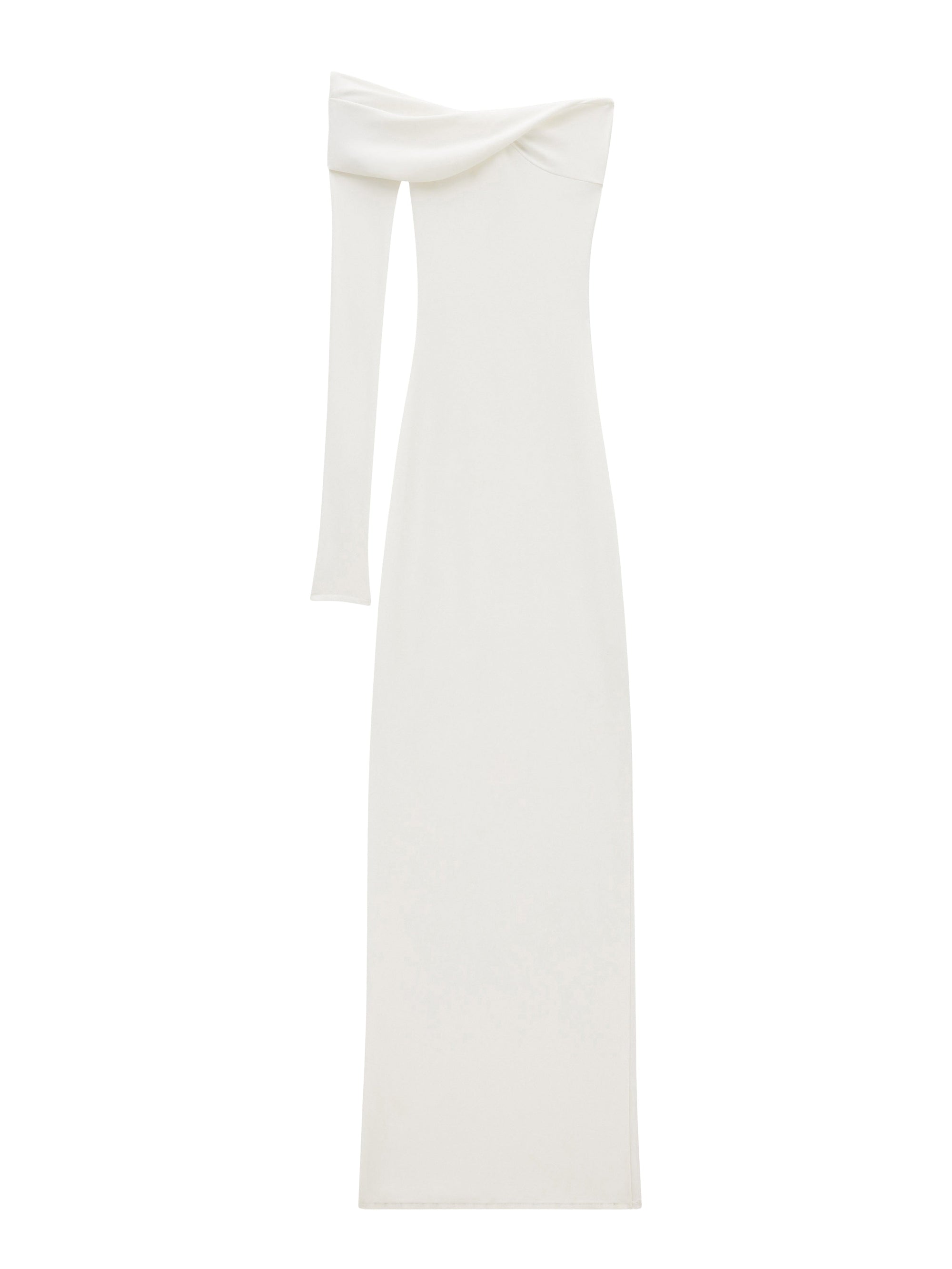 Twist crepe jersey long Dress - Heritage White