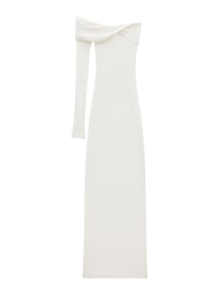 Twist crepe jersey long Dress - White
