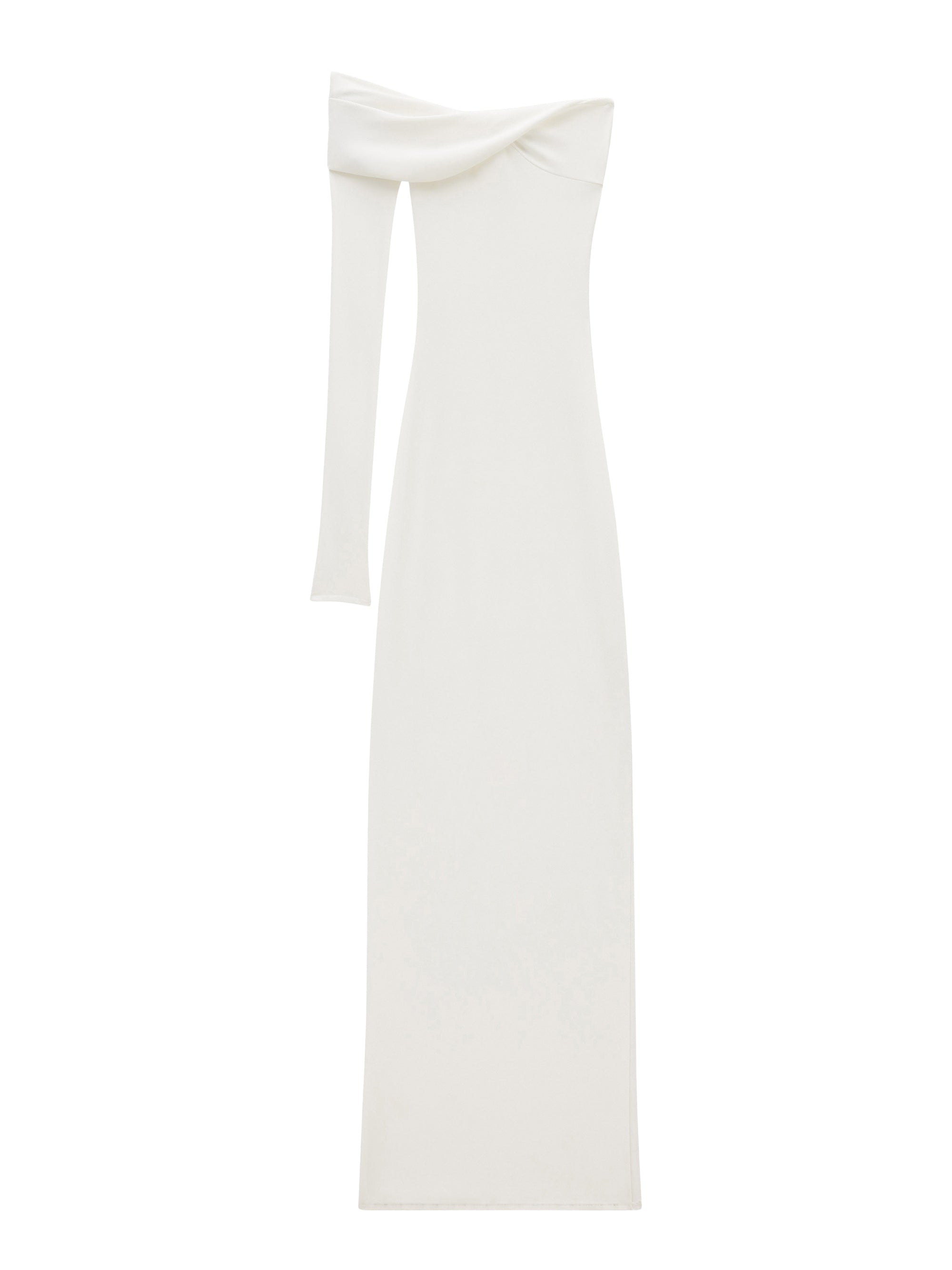 Twist crepe jersey long Dress - White