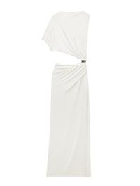One shoulder crepe jersey long Dress - White
