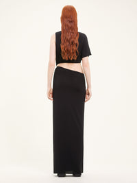 One shoulder crepe jersey long Dress - Black