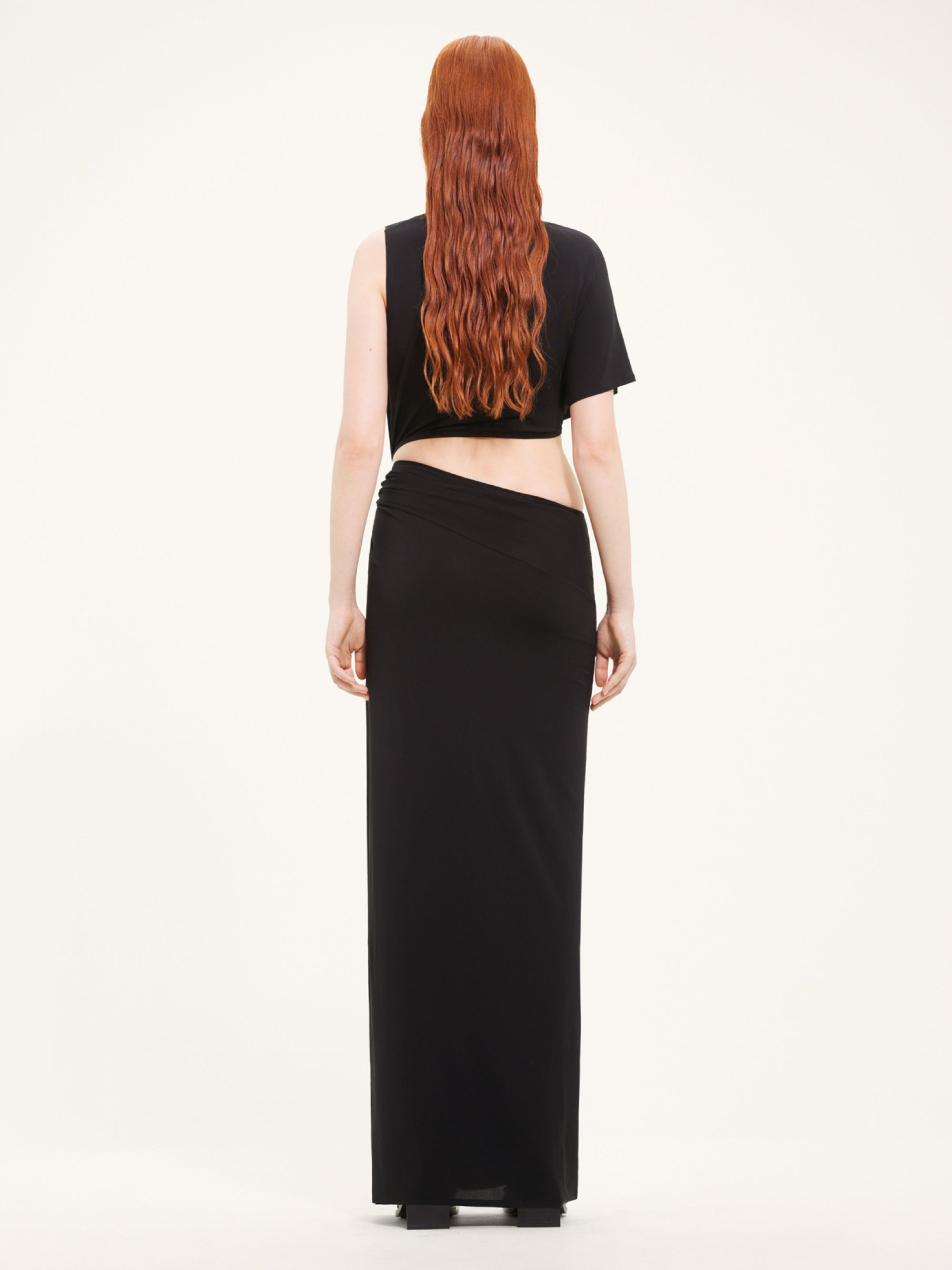 One shoulder crepe jersey long Dress - Black