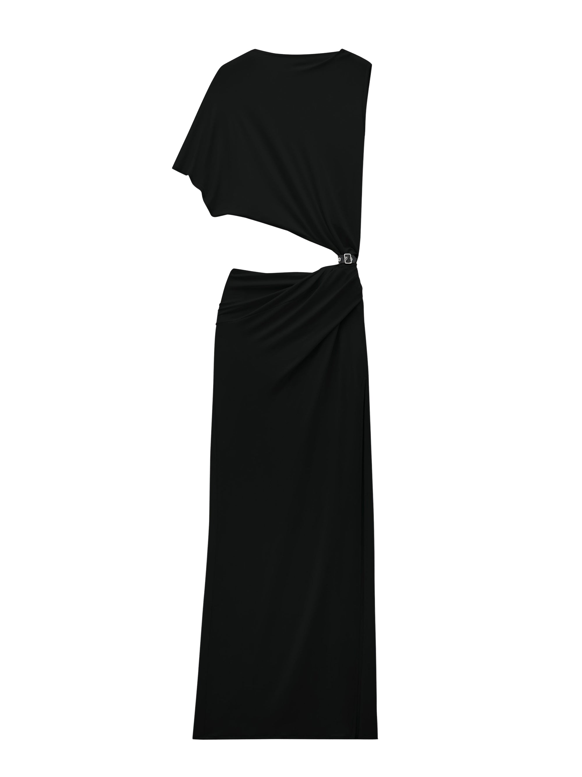 One shoulder crepe jersey long Dress - Black