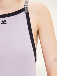 Buckle contrast Dress - Smocked Grey & Black