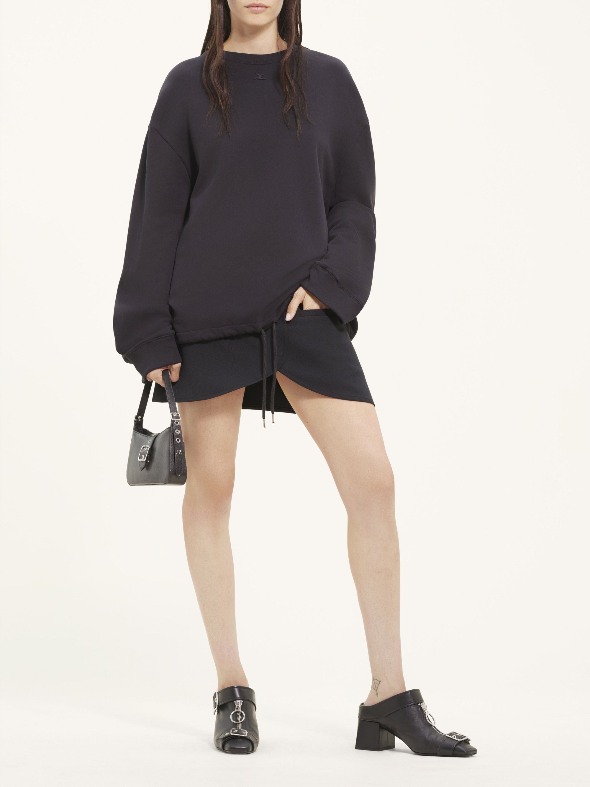 Elasticated fleece Sweater - Black