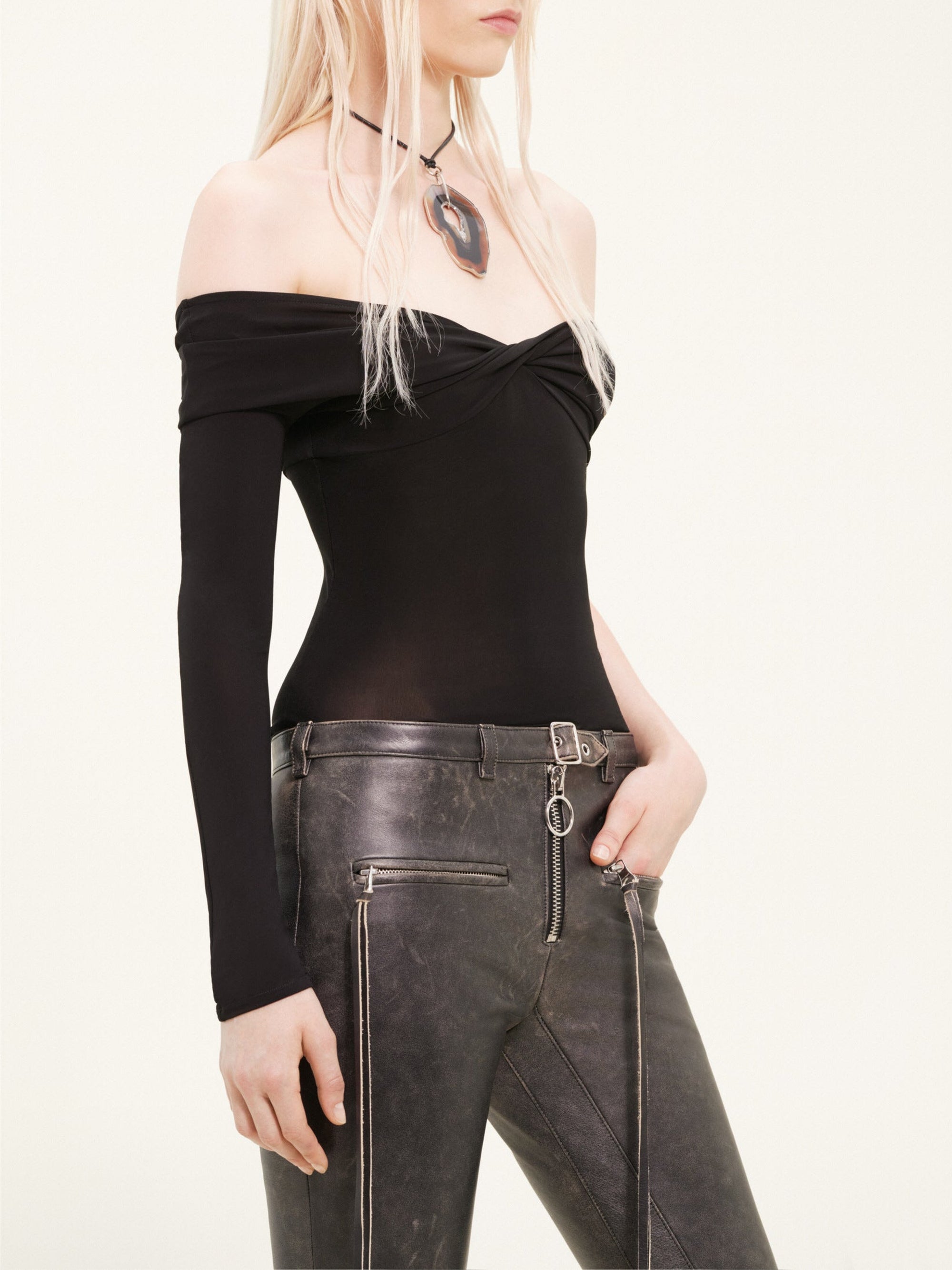Twist crepe jersey Top - Black