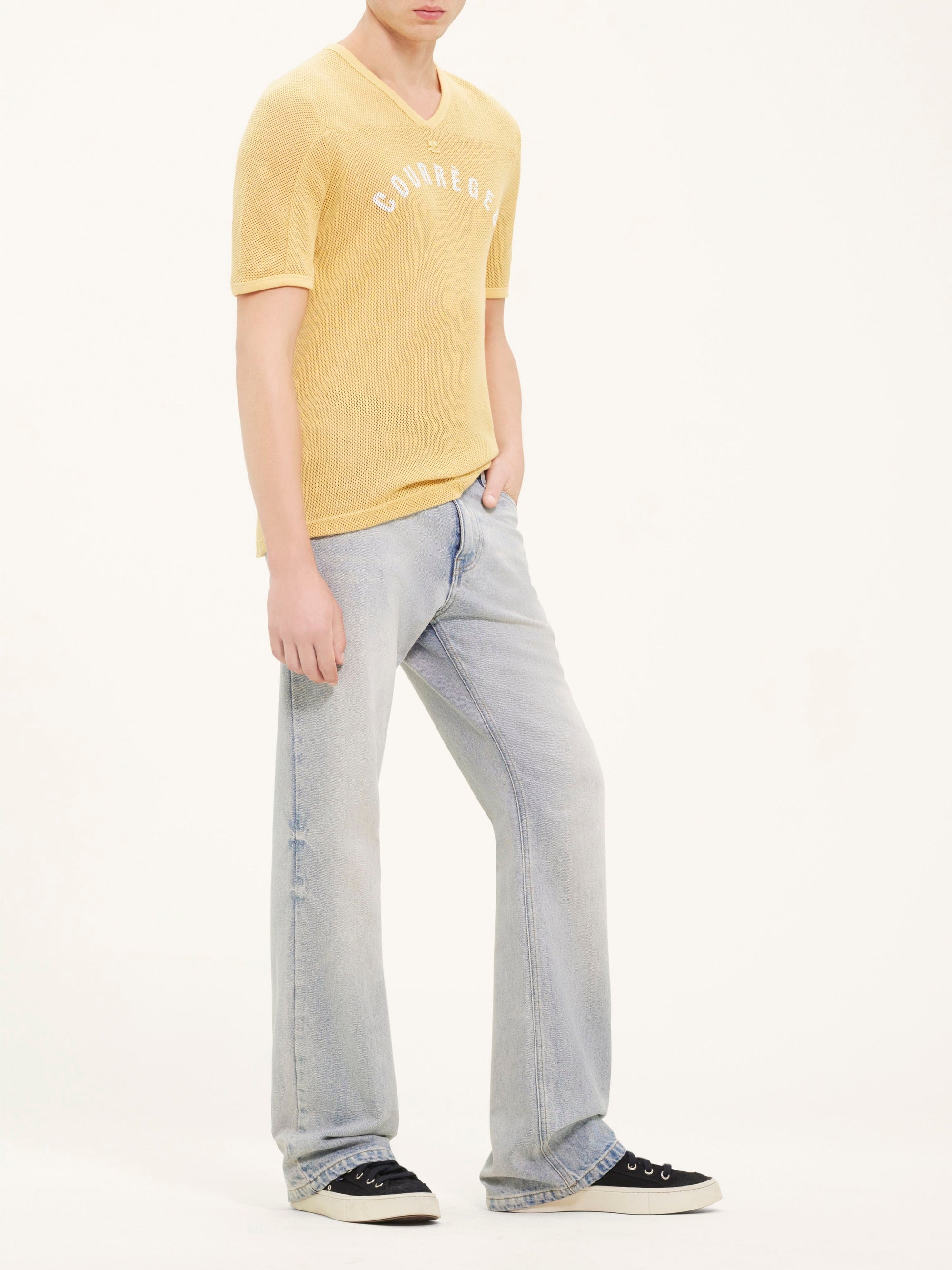 Baseball printed mesh T-Shirt - Pollen