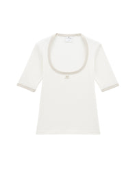 Holistic contrast T-shirt - White & Oatmeal