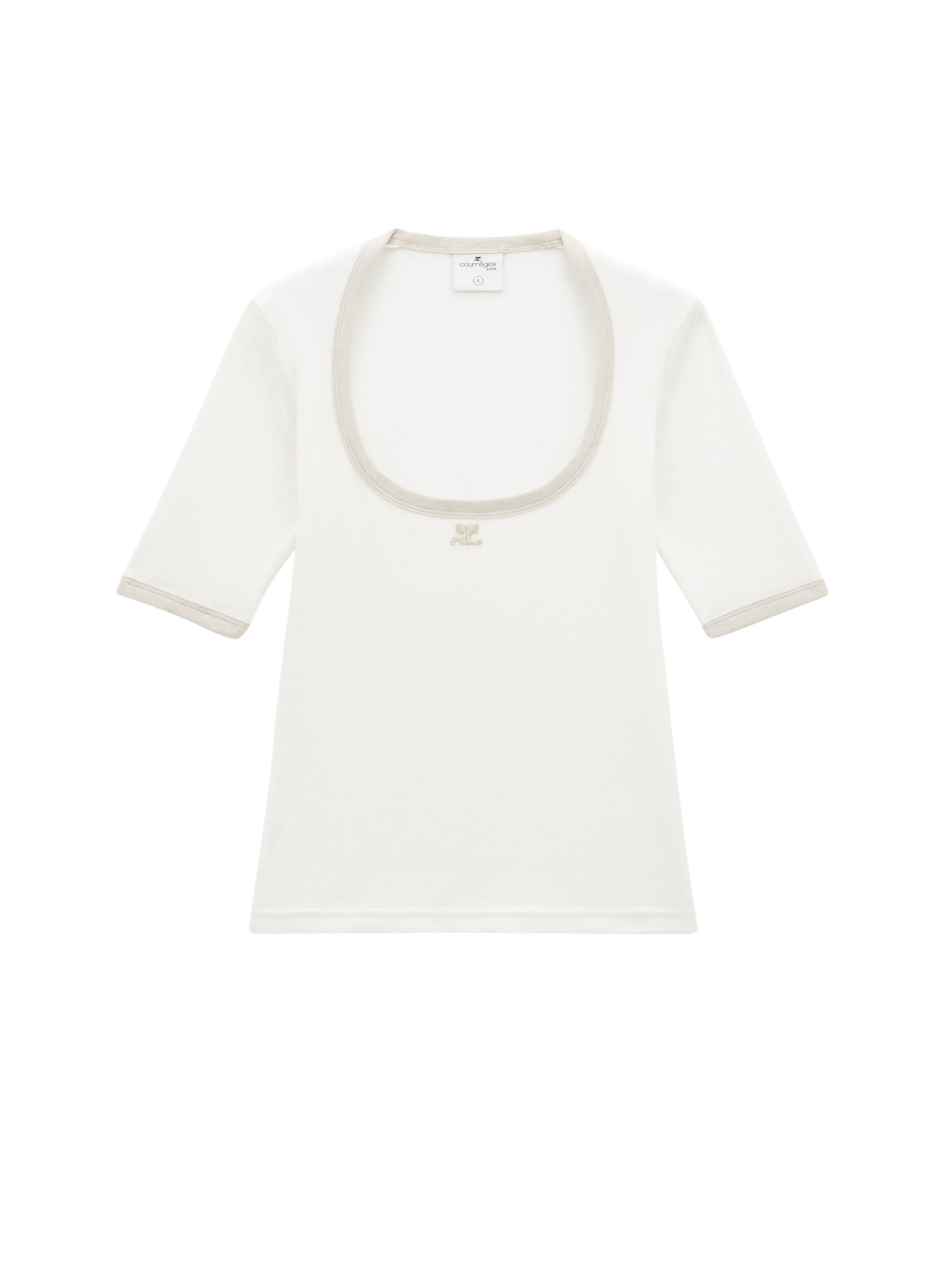 Holistic contrast T-shirt - White & Oatmeal