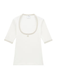 Holistic contrast T-Shirt - White & Oatmeal