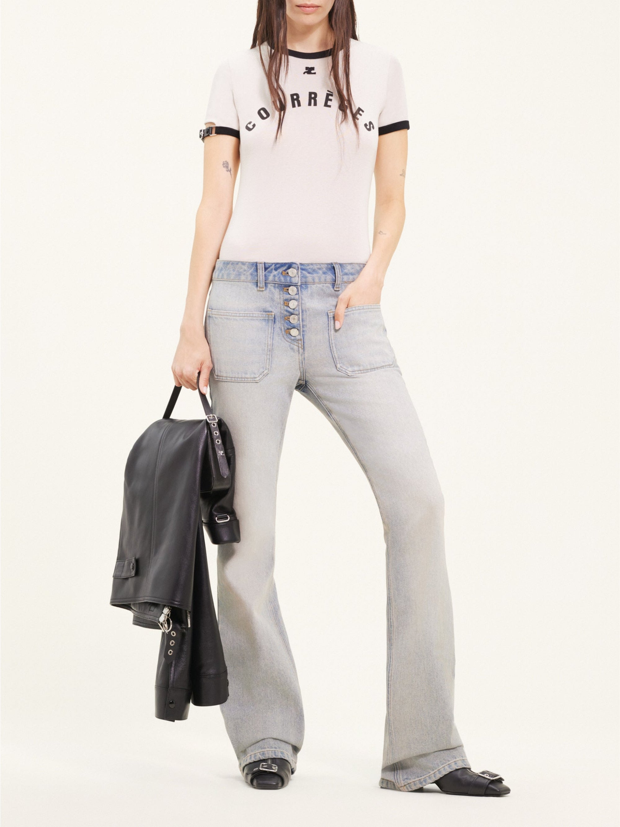 Buckle contrast printed T-Shirt - Lime Stone & Black