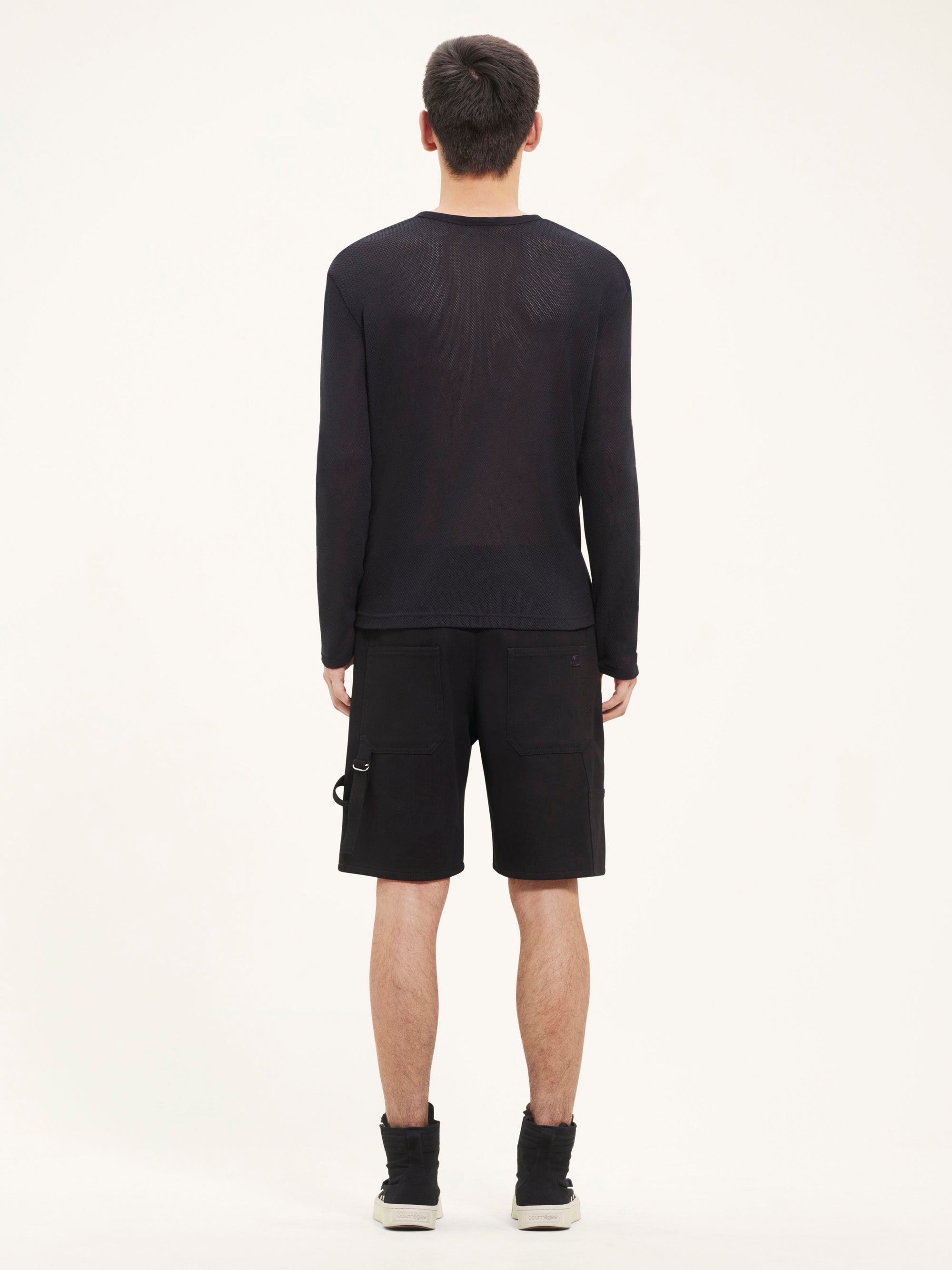 Mesh long sleeves T-Shirt - Black