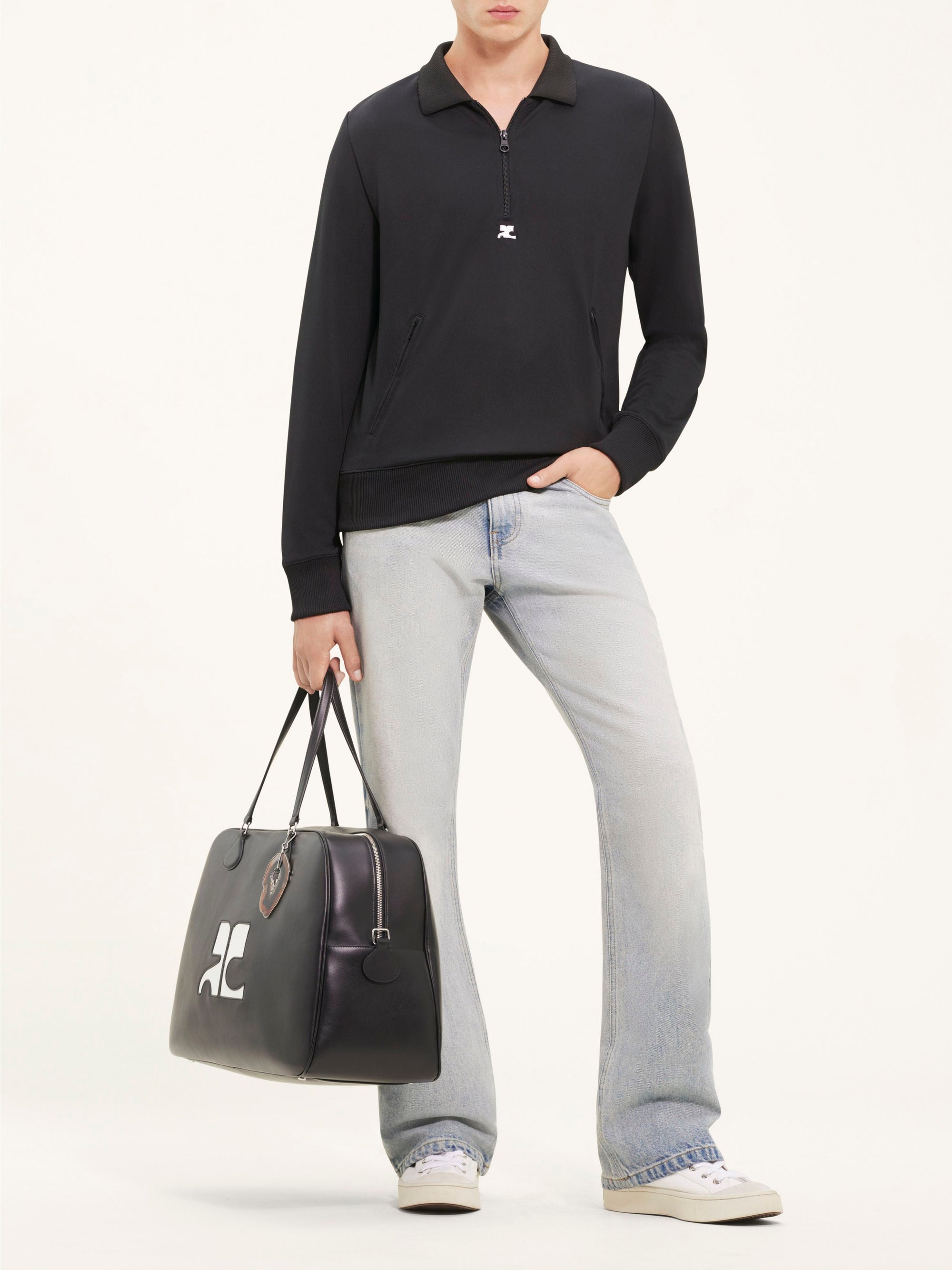 Interlock tracksuit zipped Polo - Black