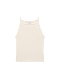 Neckline rib knit tank Top - Heritage White