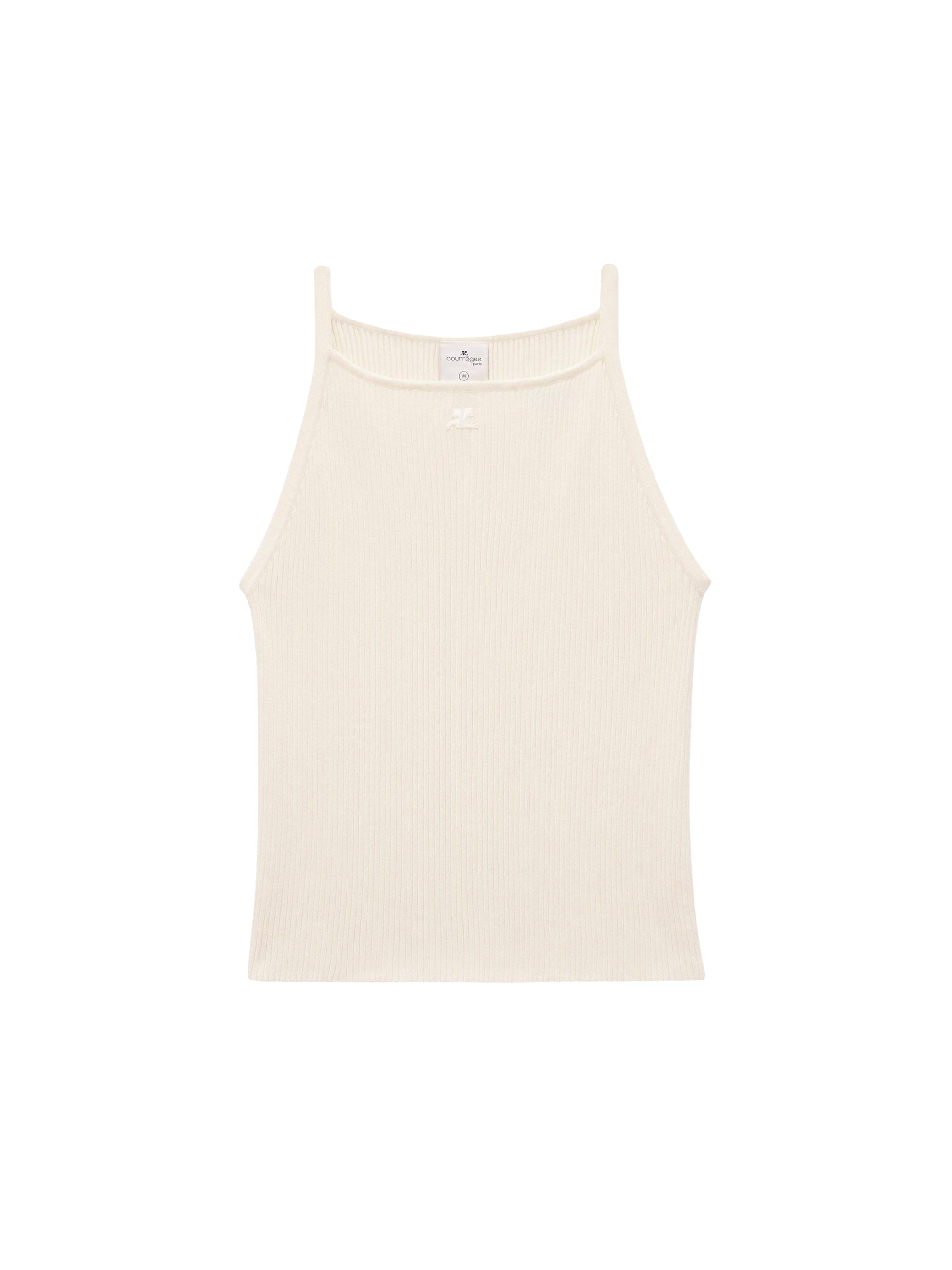 Neckline rib knit tank Top - Heritage White