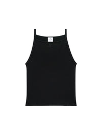 Neckline rib knit tank Top - Black