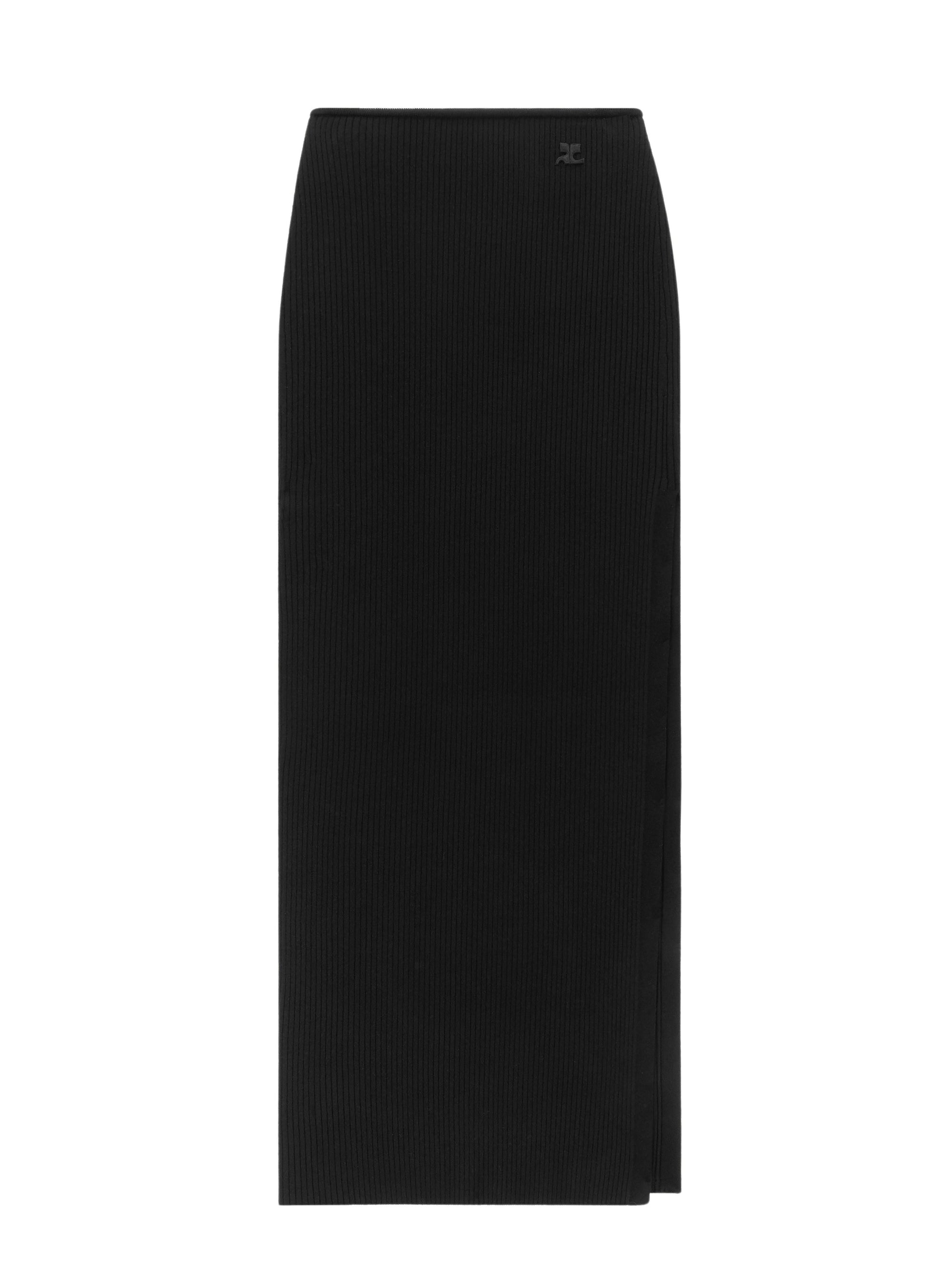 Tube rib knit long Skirt - Black