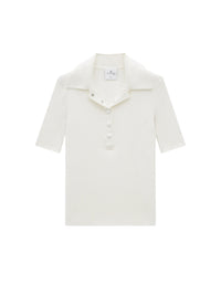 Iconic rib knit Polo - White