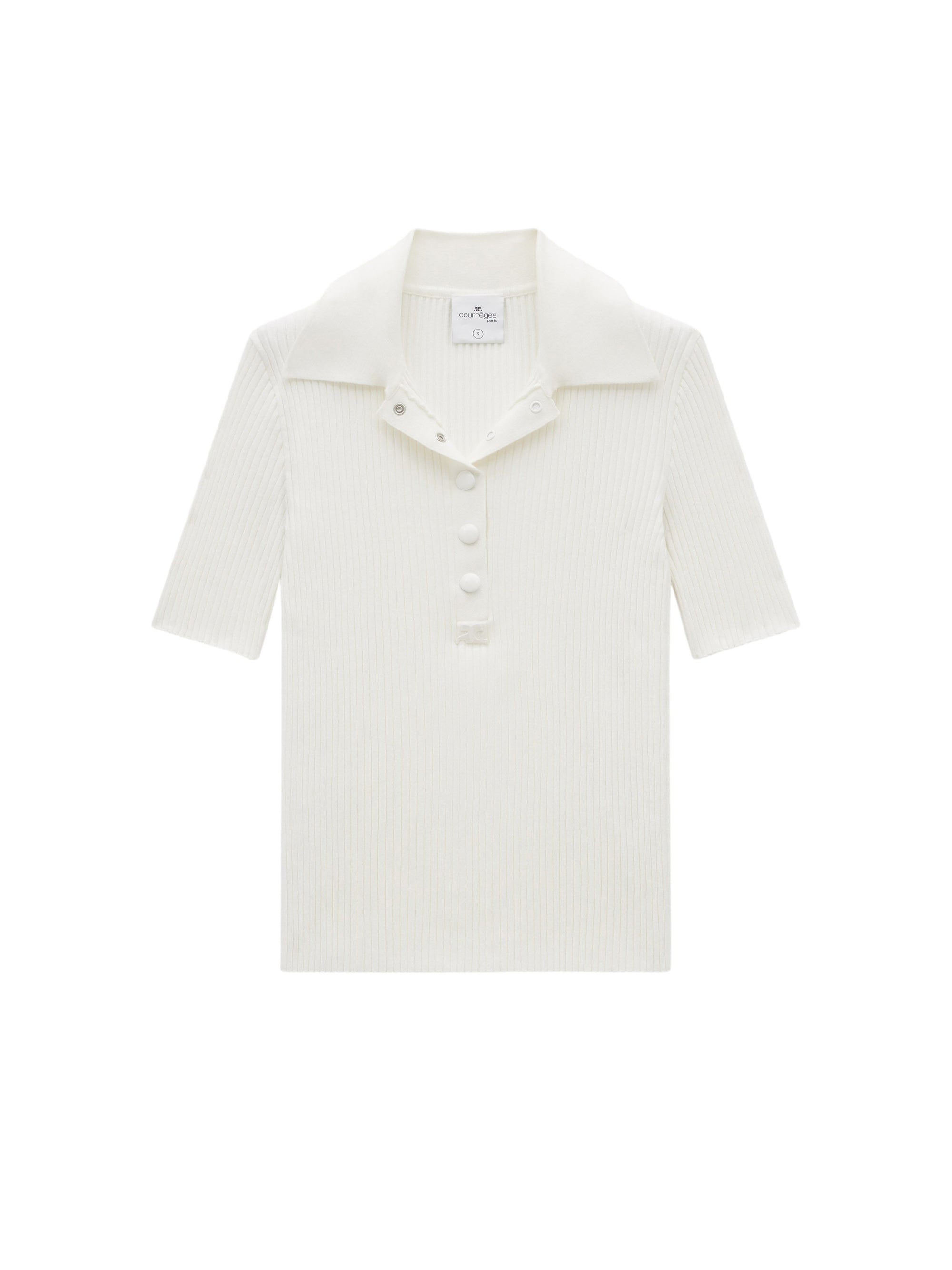 Iconic rib knit Polo - White