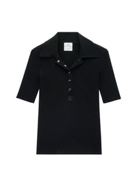 Iconic rib knit Polo - Black