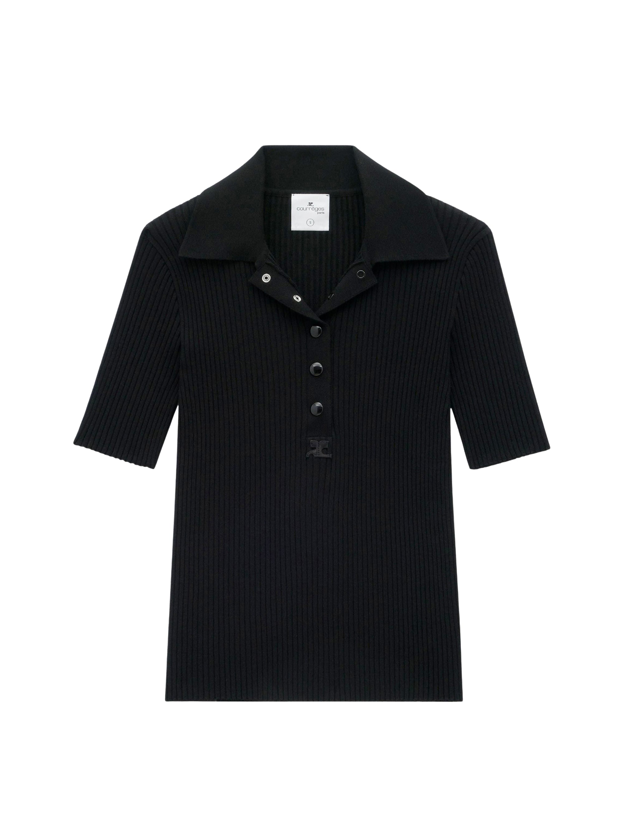 Iconic rib knit Polo - Black
