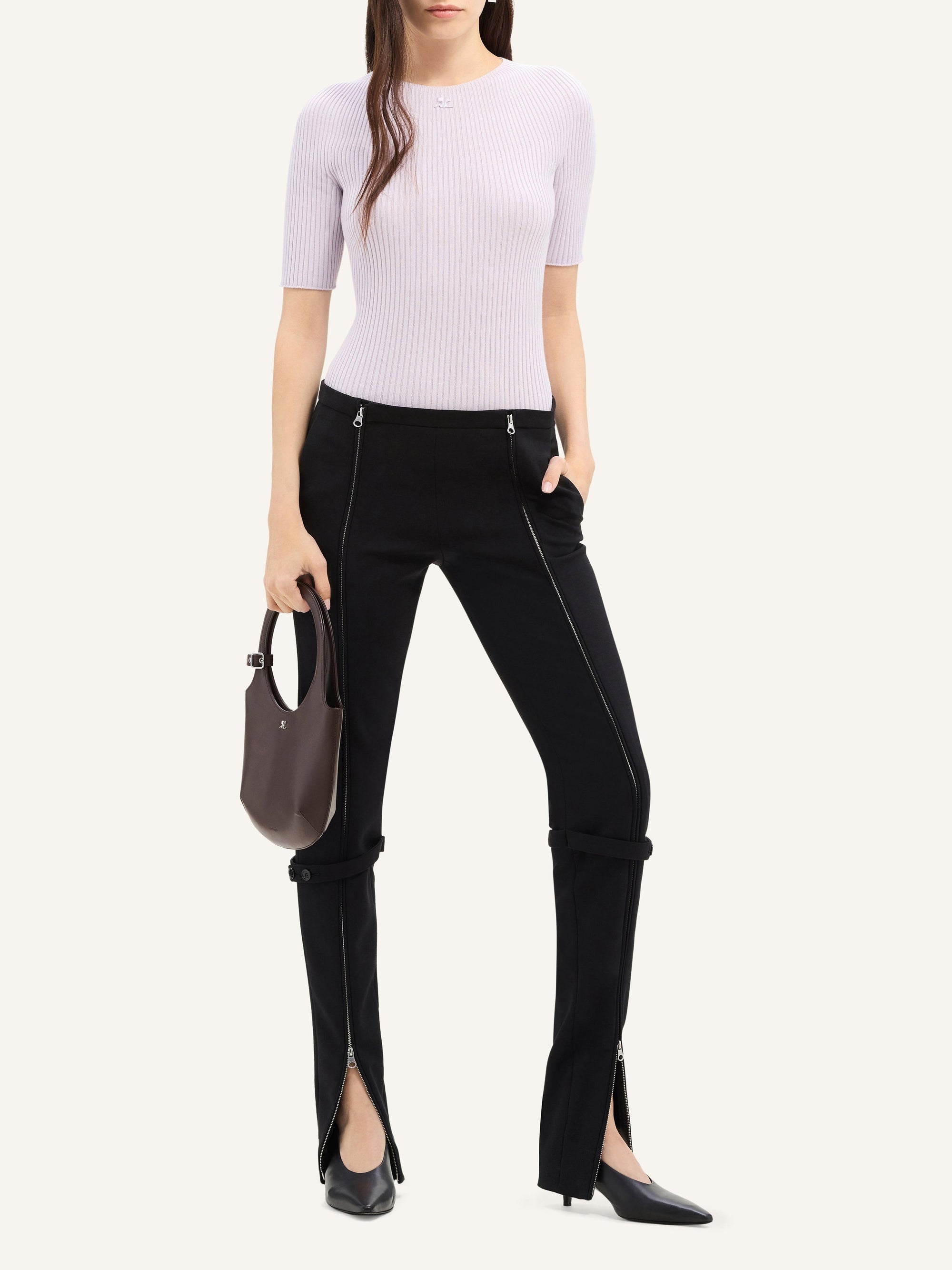 Engineered light rib short sleeved Sweater - Mist
