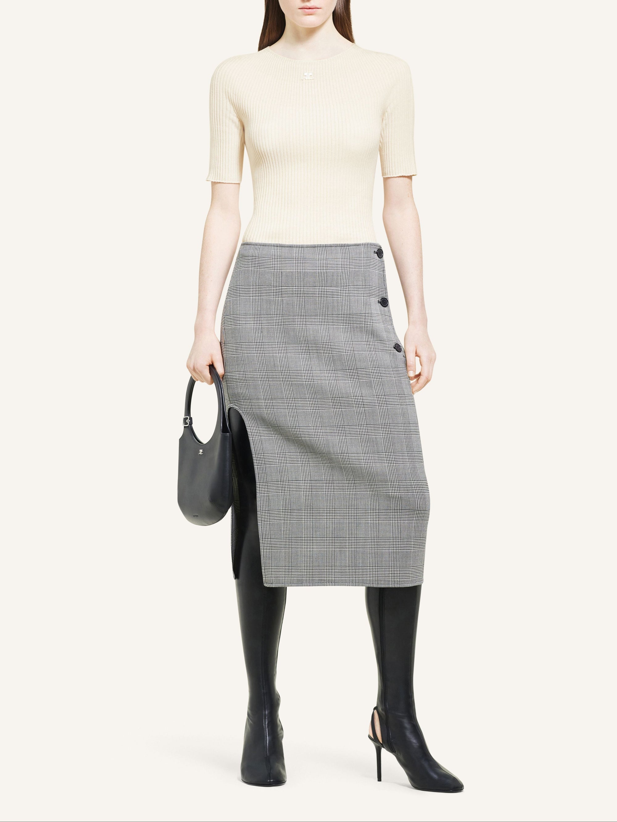 Solar light rib Sweater - White