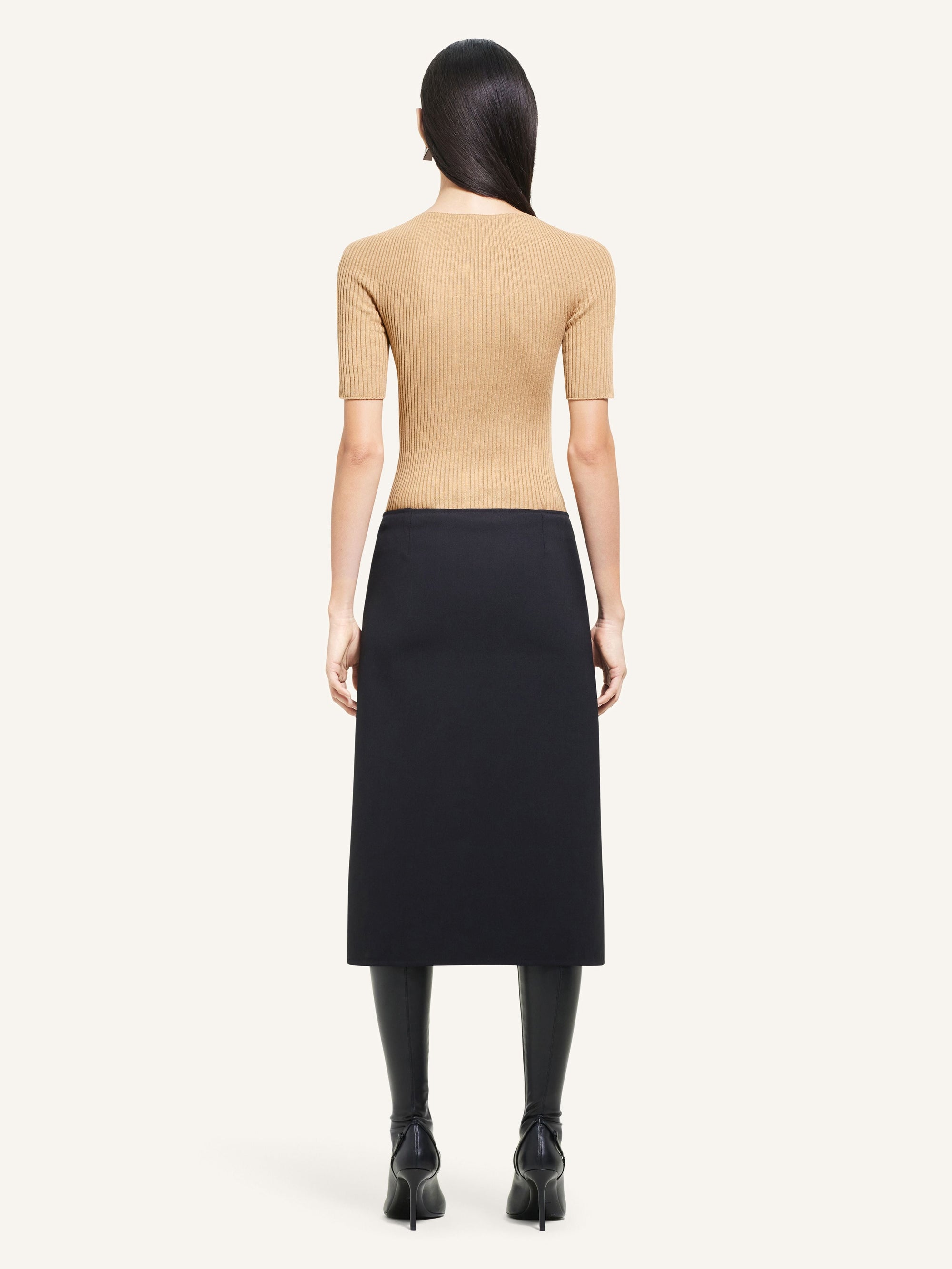 Solar light rib Sweater - Camel