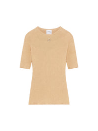 Solar light rib Sweater - Camel