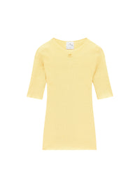 Engineered light rib short sleeved Sweater - Pollen