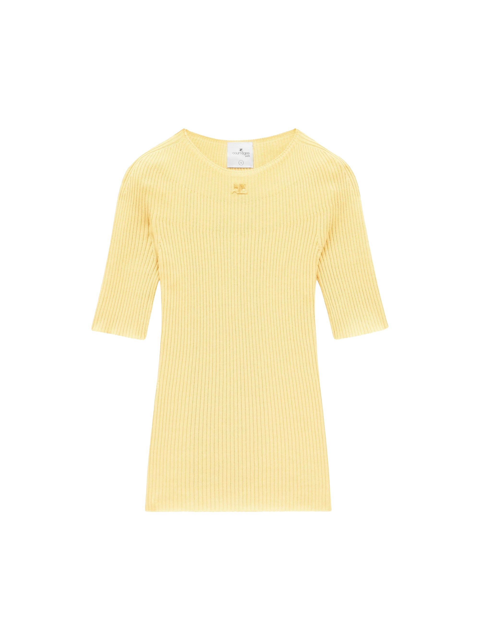 Engineered light rib short sleeved Sweater - Pollen