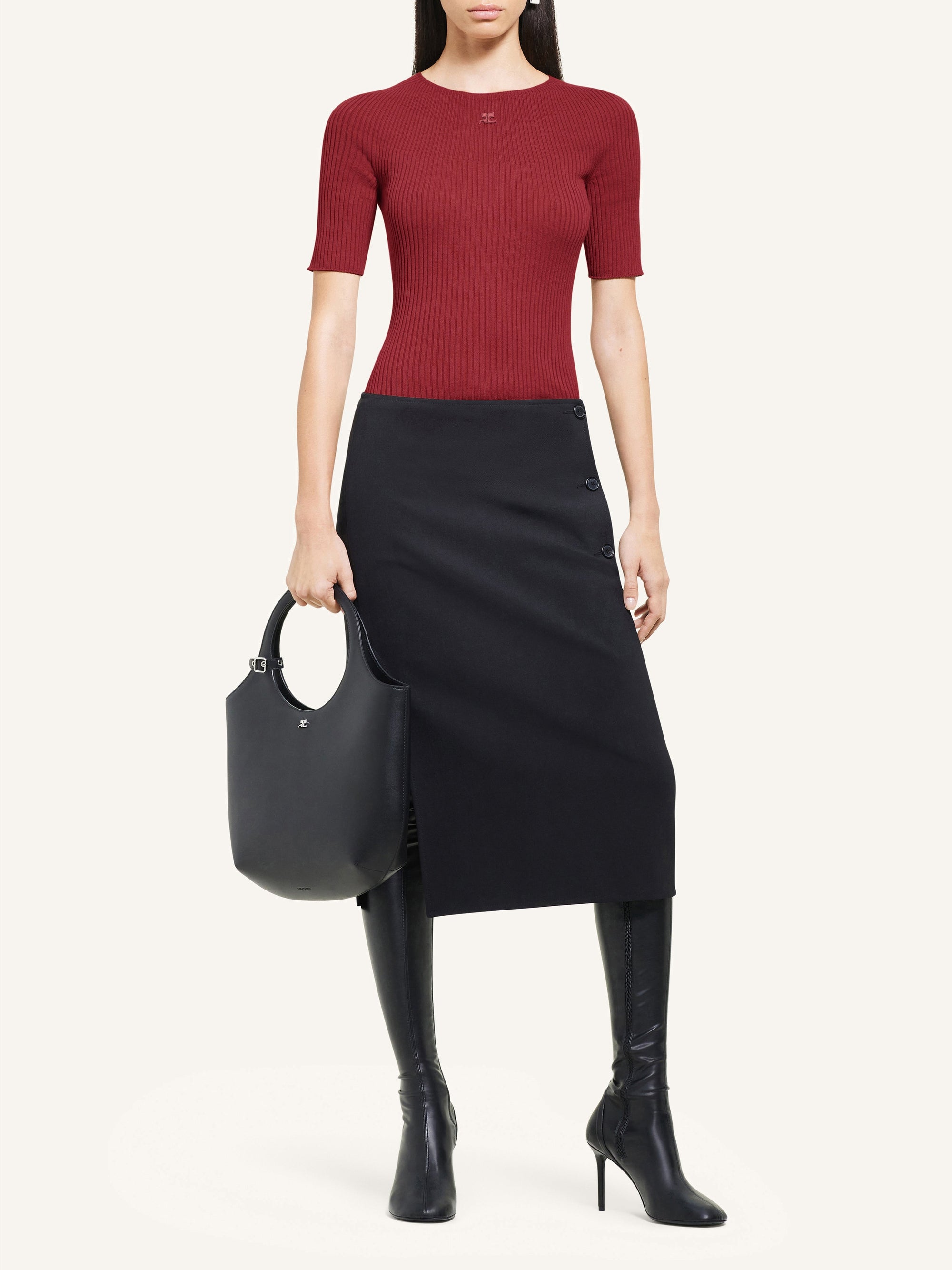 Solar light rib Sweater - Grenat