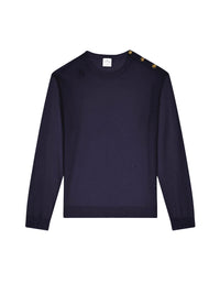 Shoulder snaps light wool Sweater - Ocean Blue