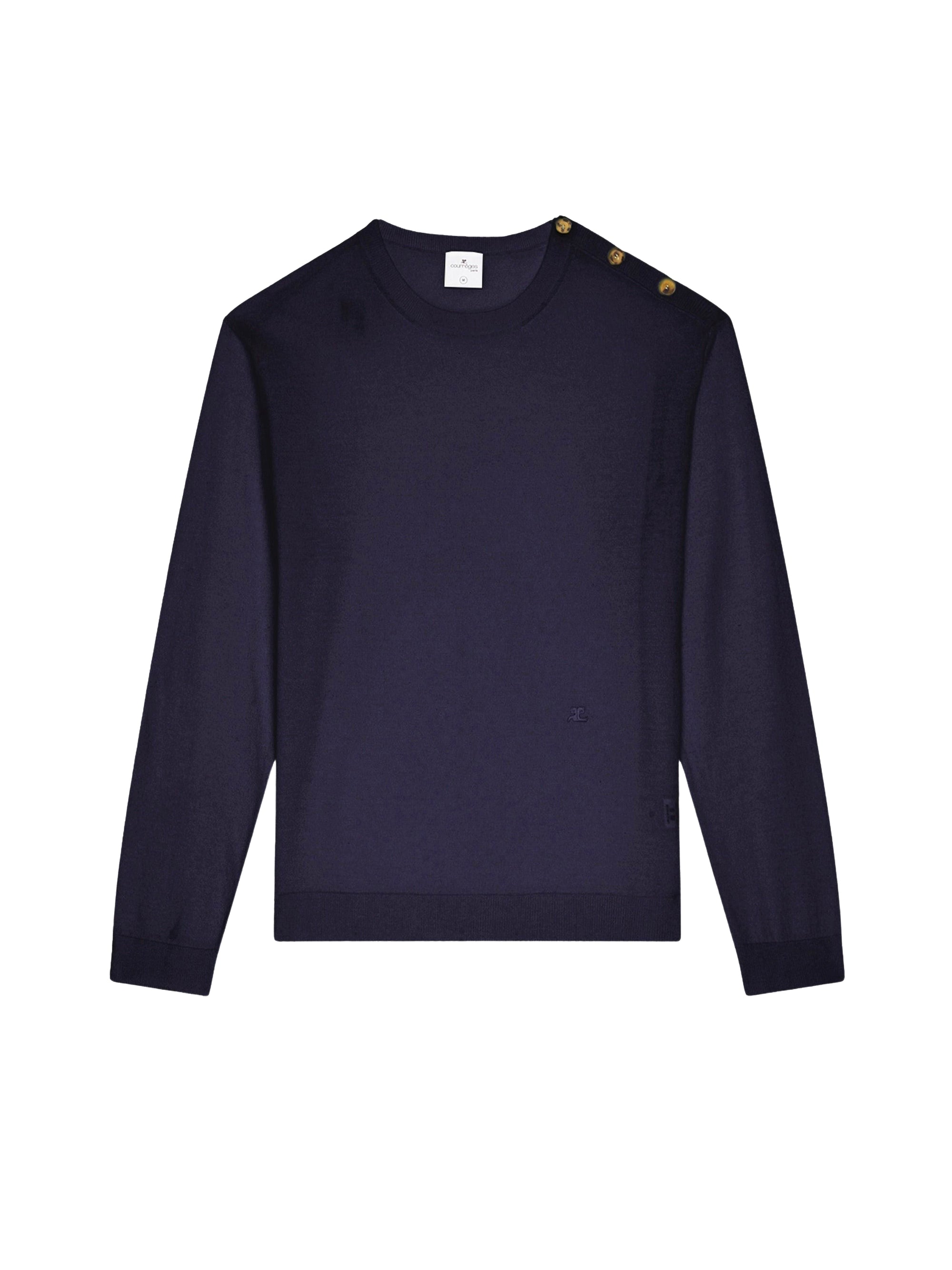 Shoulder snaps light wool Sweater - Ocean Blue