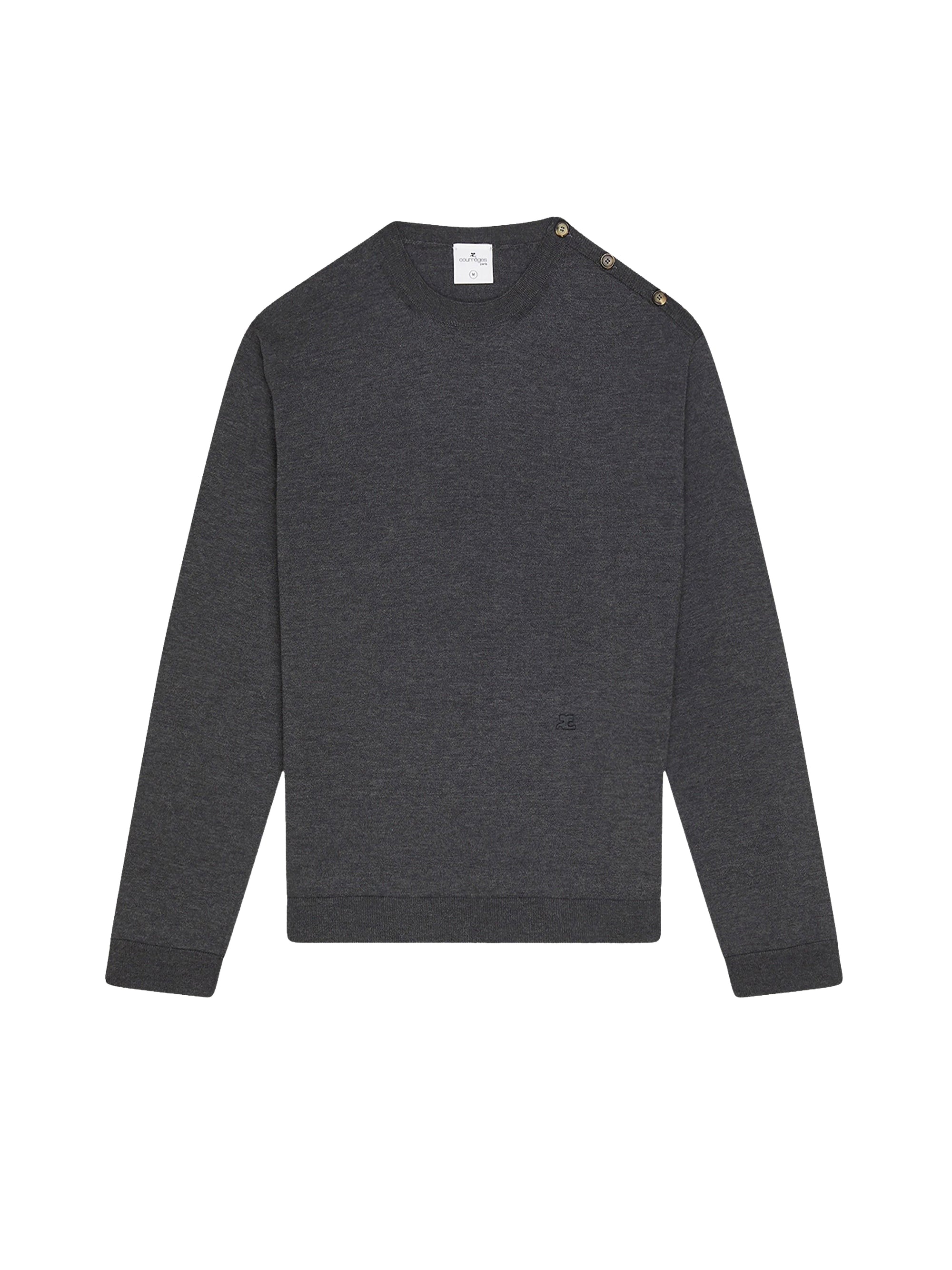 Shoulder snaps light wool Sweater - Medium Grey Melange