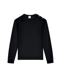 Shoulder snaps light wool Sweater - Black