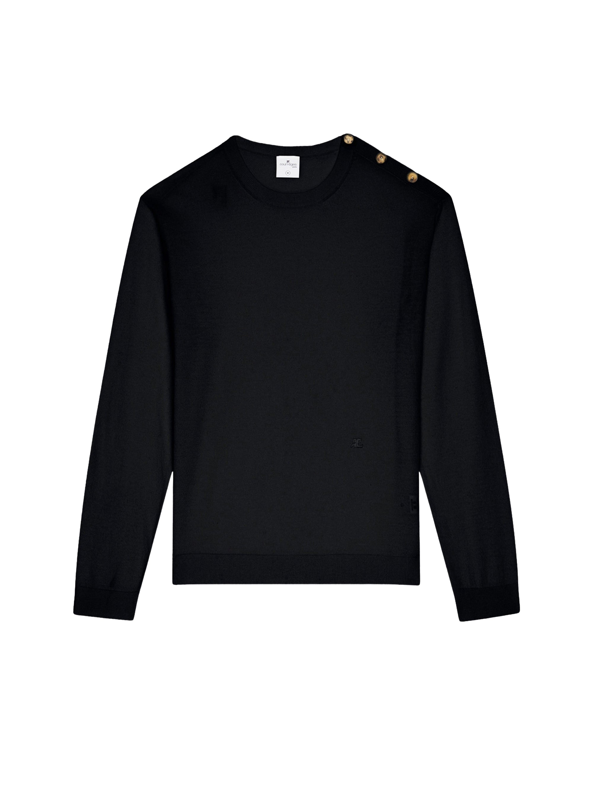 Shoulder snaps light wool Sweater - Black