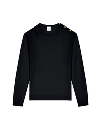 Shoulder snaps light wool Sweater - Black