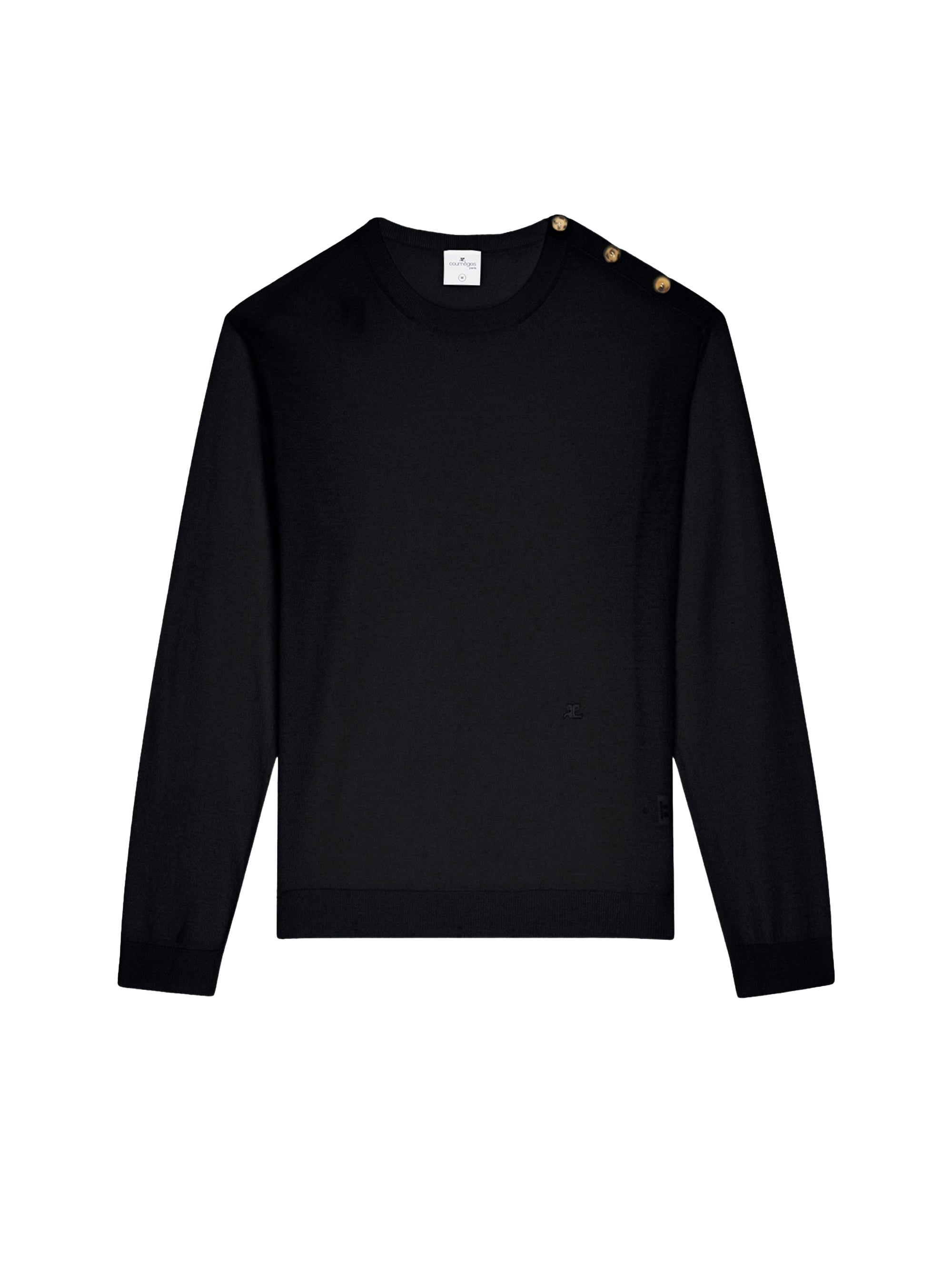 Shoulder snaps light wool Sweater - Black