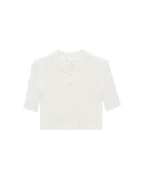Mockneck rib knit cropped Top - Heritage White