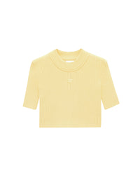 Mockneck rib knit cropped Top - Pollen