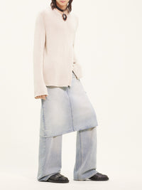 Open side linen knit Sweater - Oatmeal