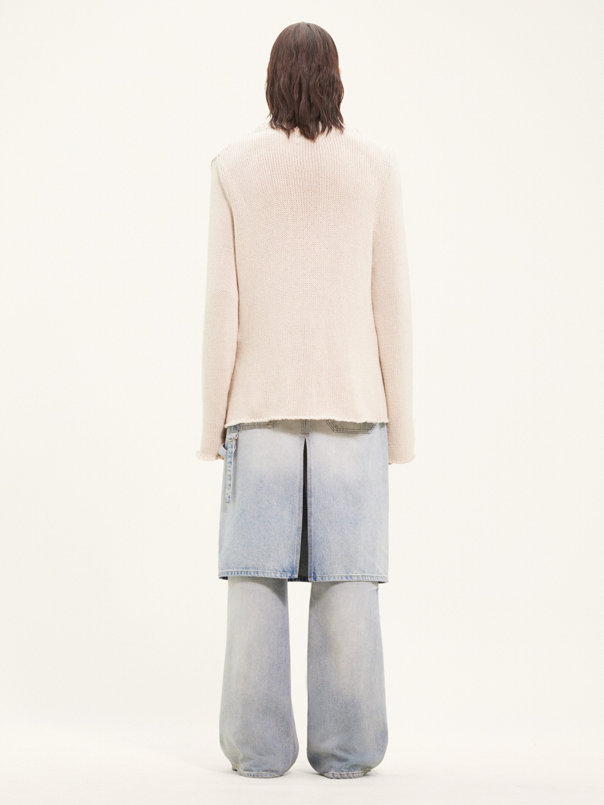 Open side linen knit Sweater - Oatmeal